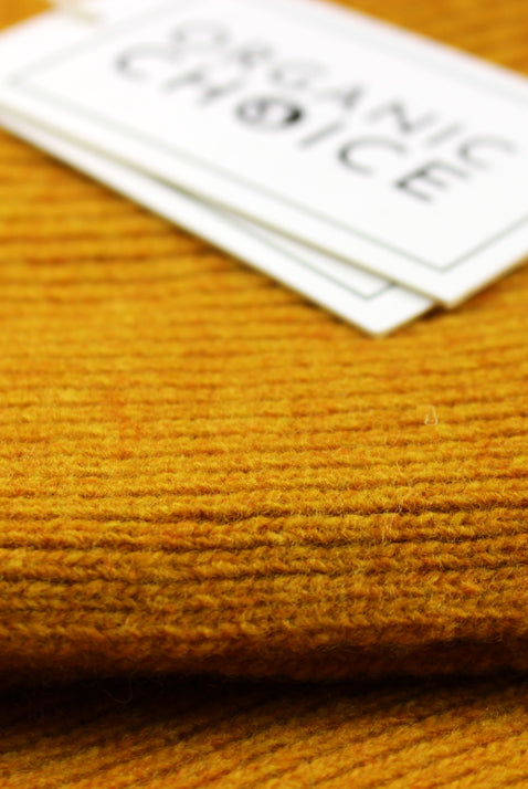 Bufanda de Lana Orgánica Amarilla Detalle