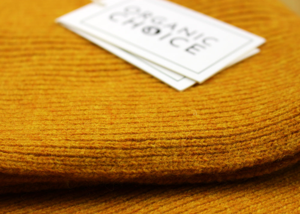 Bufanda de Lana Orgánica Amarilla Detalle