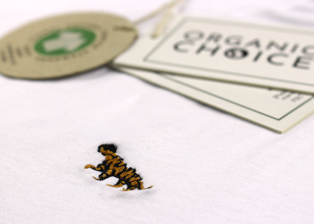 Camiseta Algodón Orgánico Blanca - Tigre Detalle Hombre