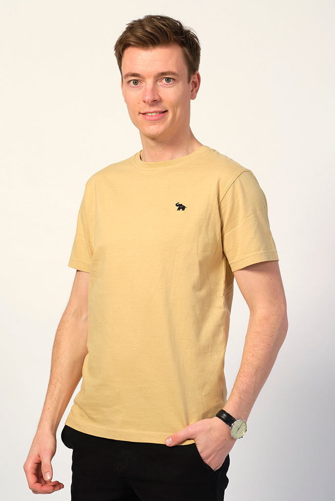 Hombre Camiseta Algodón Orgánico Beige Elefante