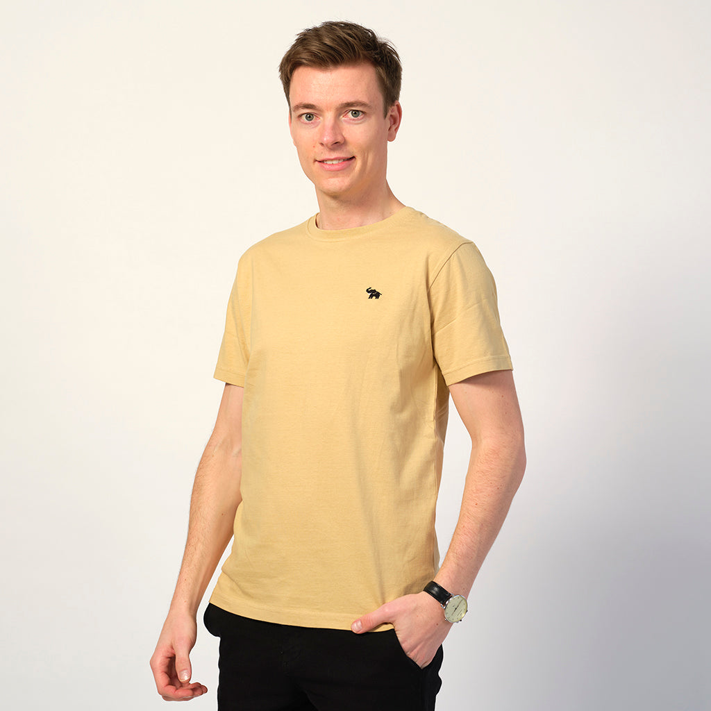 Hombre Camiseta Algodón Orgánico Beige Elefante