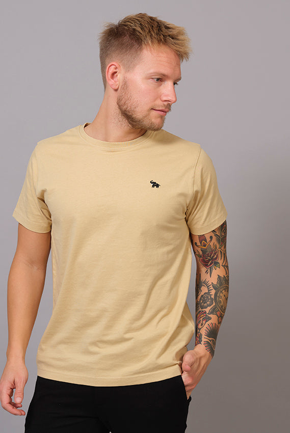 Camiseta Algodón Orgánico Beige Elefante Hombre