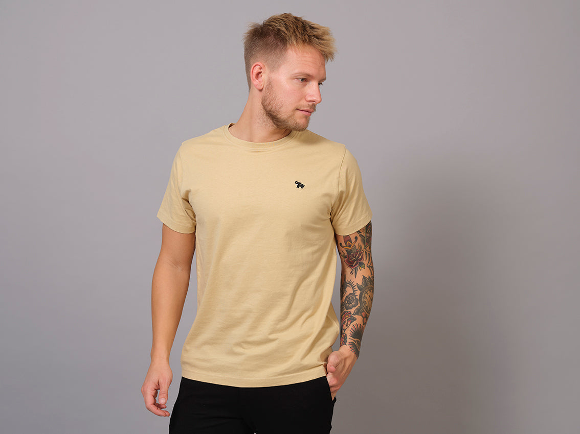 Camiseta Algodón Orgánico Beige Elefante Hombre