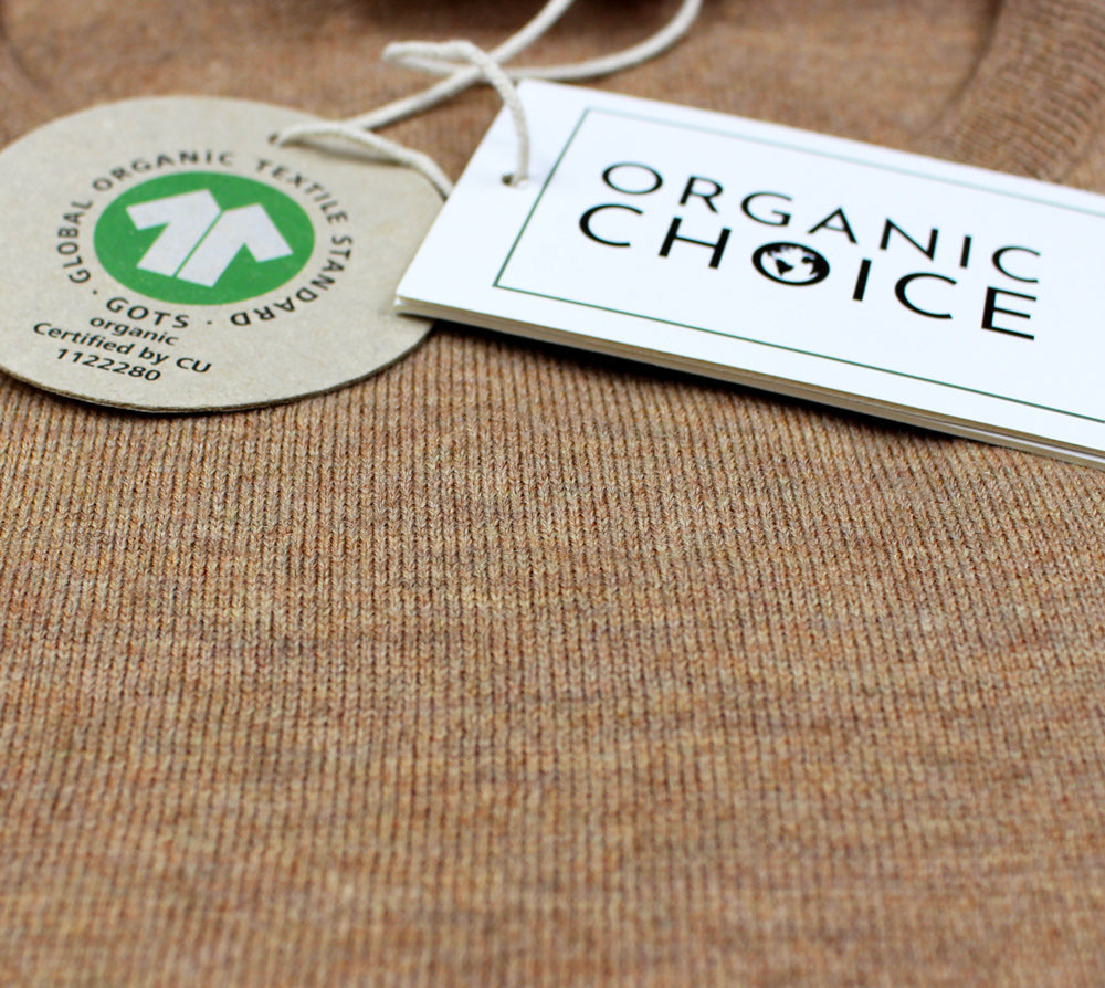 Jersey de Lana Merina Orgánica Beige Detalle