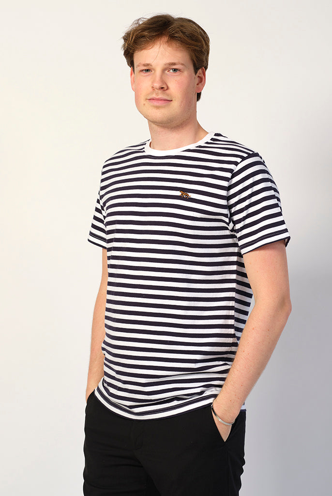 Camiseta Algodón Hombre Orgánico a Rayas - Tigre