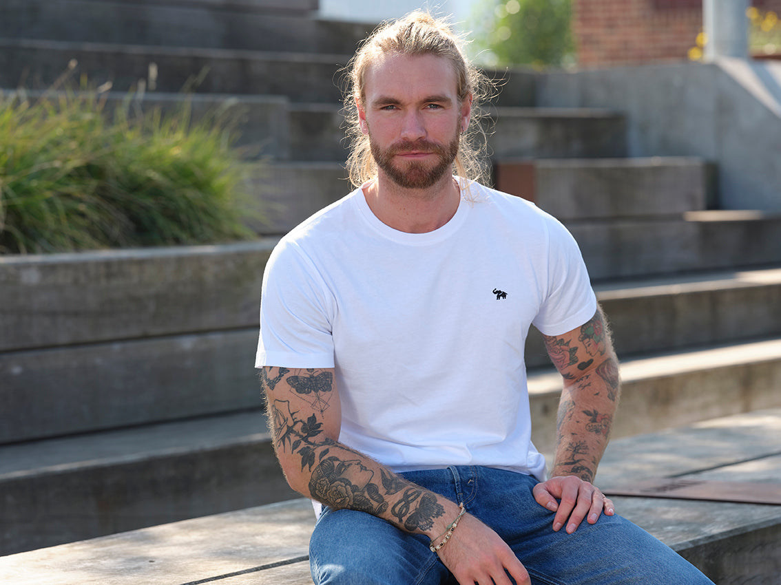 Camiseta Elefante Algodón Orgánico Blanca Hombre