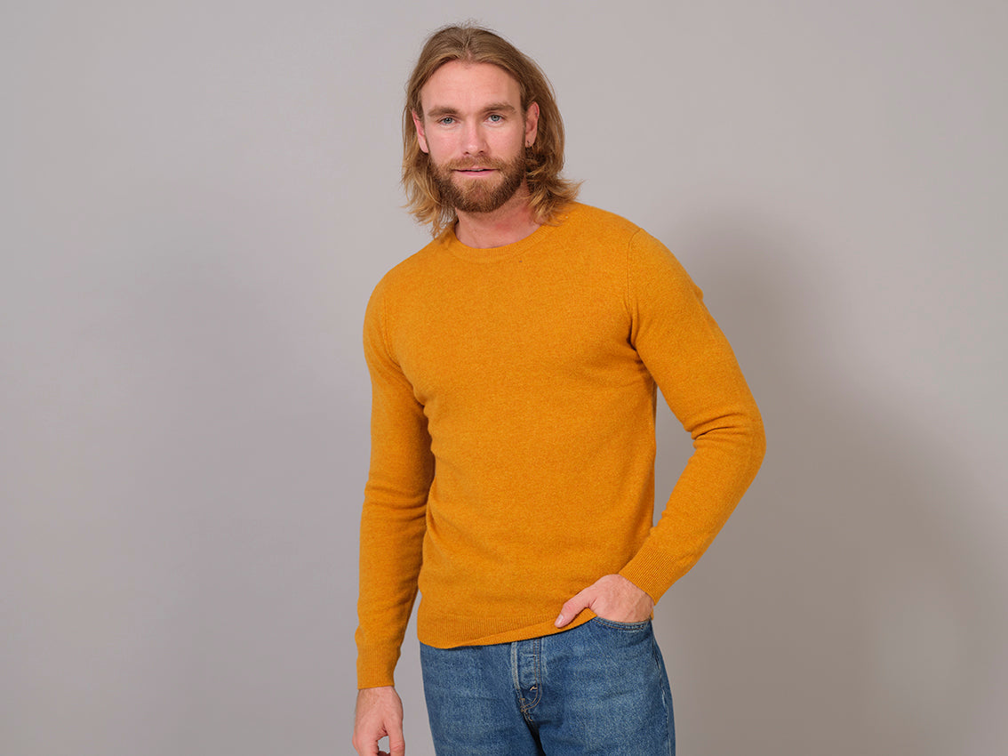 Hombre Jersey de Lana Amarillo