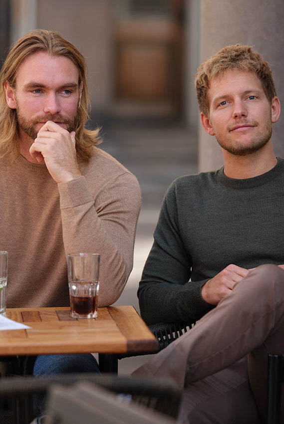 Jersey de Lana Orgánica Beige y Verde