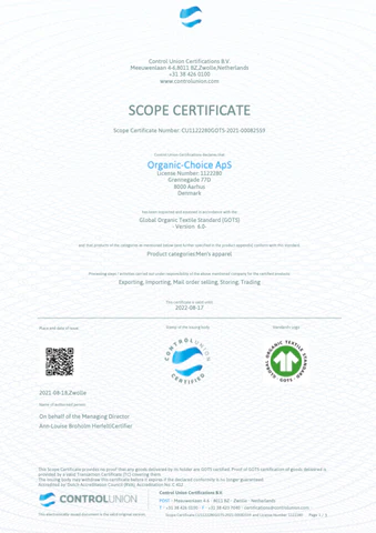 GOTS Certificate Organic Choice