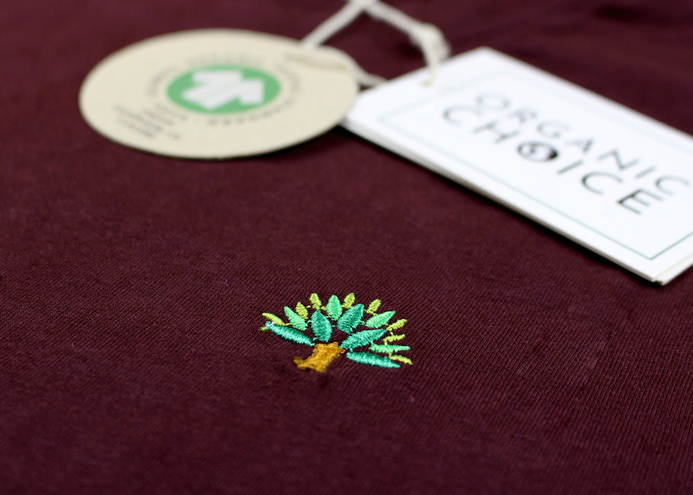 T-shirt en Coton Biologique Grenat - Arbre détail