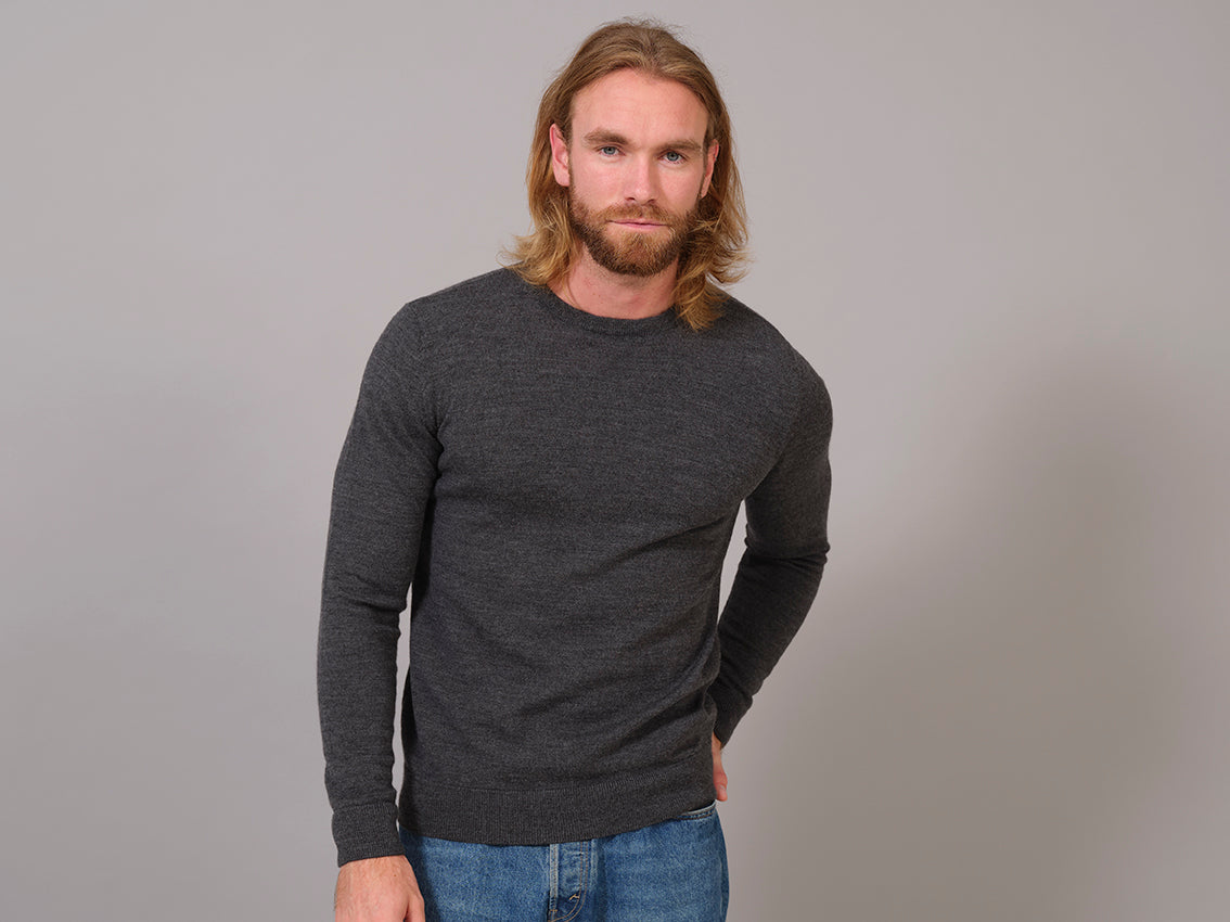 Pull en Laine Mérinos Biologique Gris Foncé pour homme