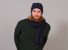 Écharpe en Coton Biologique Bleue avec bonnet pour homme