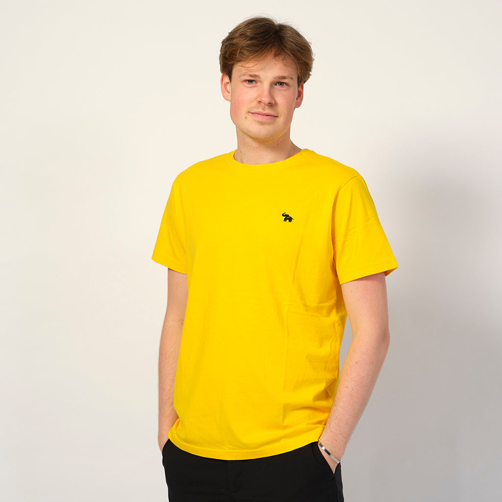 T-shirt pour homme en Coton Biologique Jaune - Éléphant