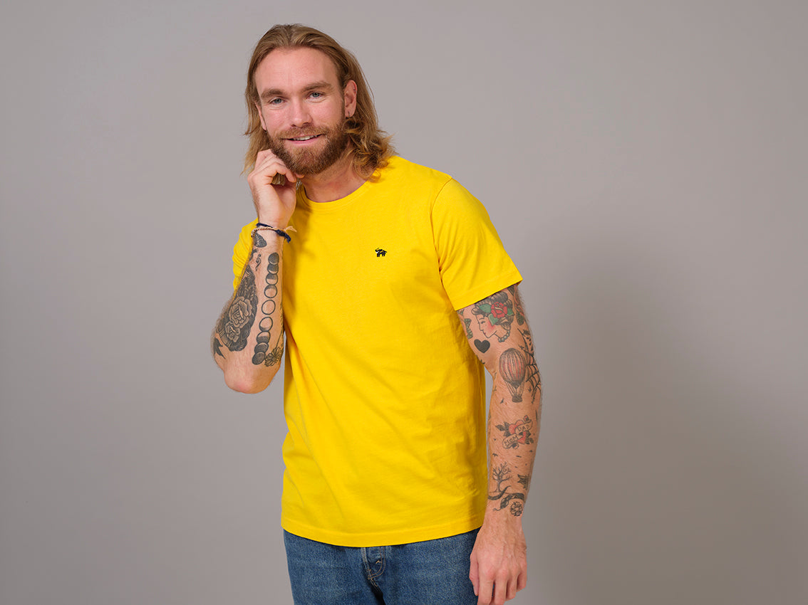 T-shirt en Coton pour homme Biologique Jaune - Éléphant