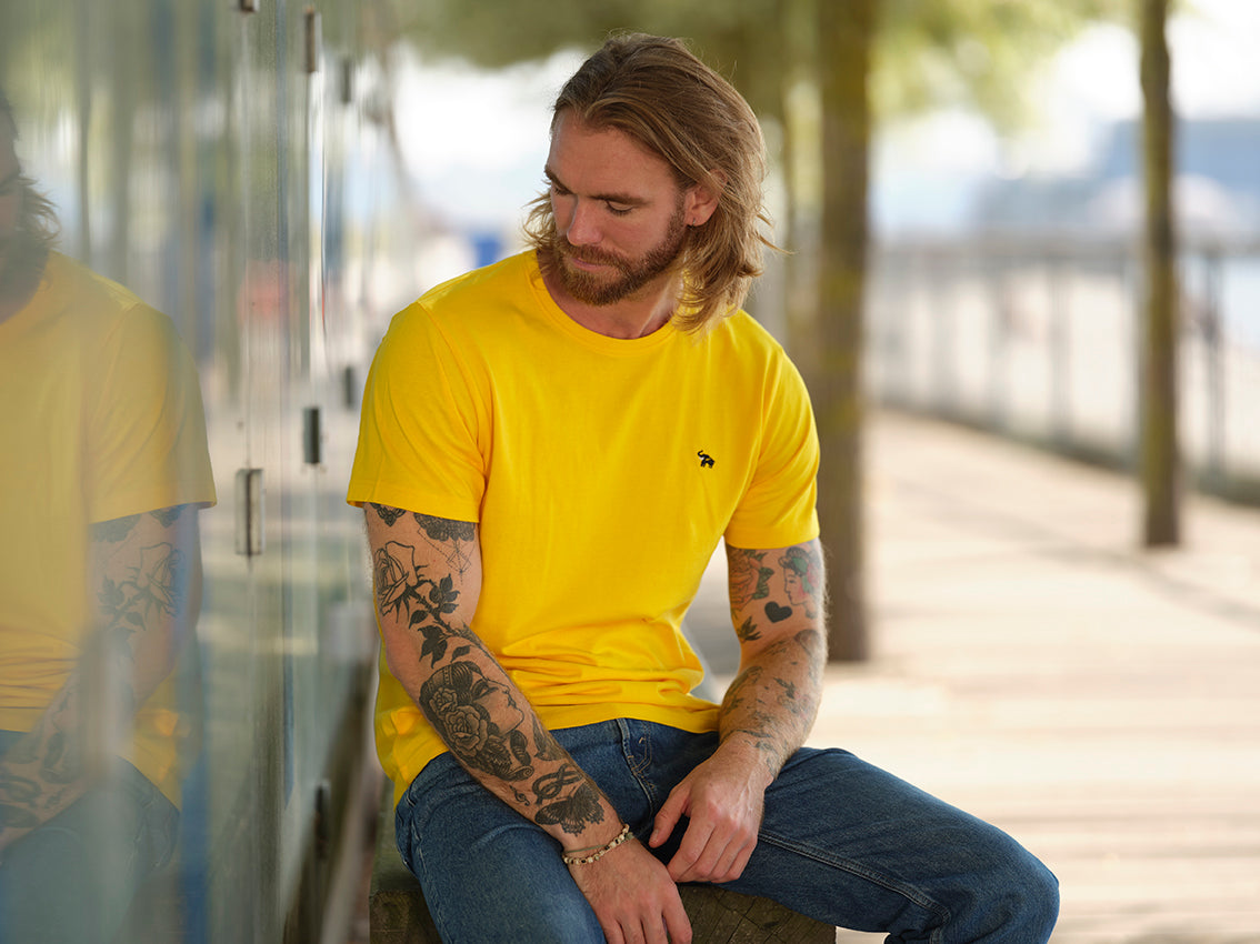 T-shirt en Coton Biologique Jaune pour homme Éléphant