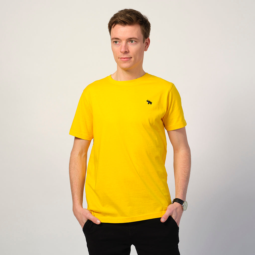 Homme T-shirt en Coton Biologique Jaune - Éléphant