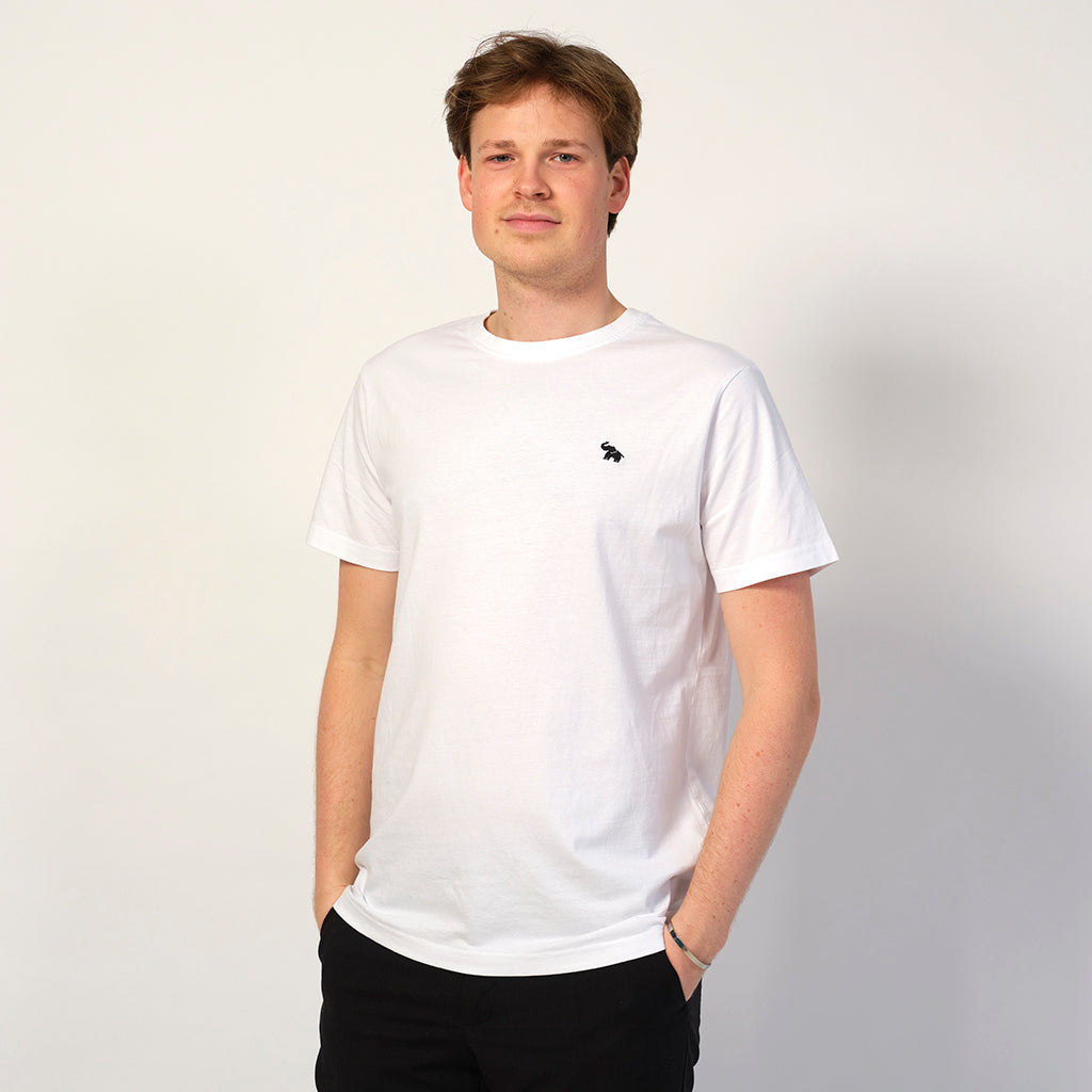 T-shirt pour homme en Coton Biologique Blanc - Éléphant