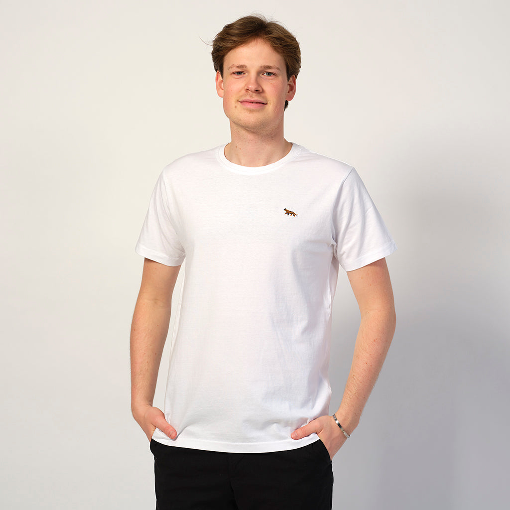 T-shirt pour homme en Coton Biologique Blanc - Tigre