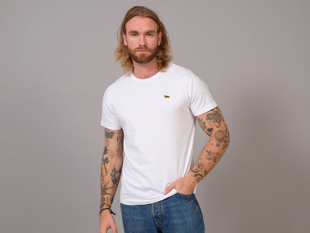 T-shirt en Coton Biologique Blanc - Tigre pour homme